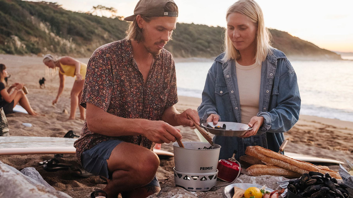 Primus Essential Pot Set - turystyczny zestaw dwóch garnków z patelnią i uchwytem - pojemność: 1.3 litra